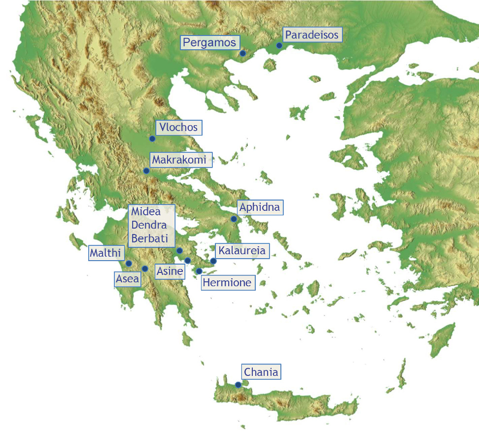 Map showing the location of fieldwork conducted by the Swedish Institute at Athens